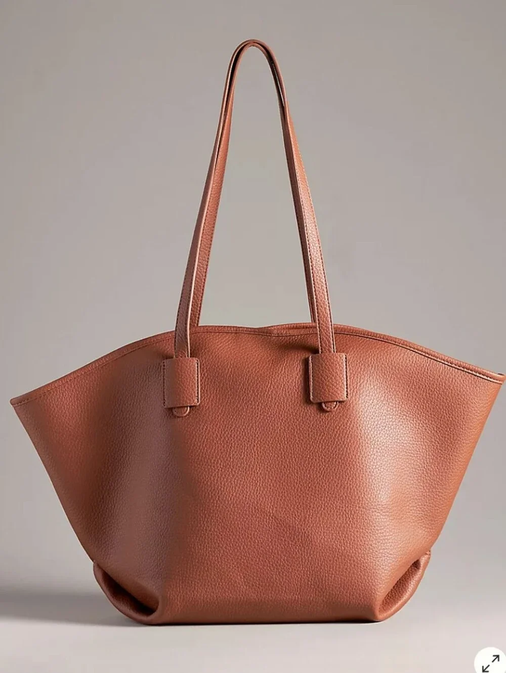 ANTHROPOLOGY Angular Pebbled Tote Classic Brown Leather Tote Shoulder Bag